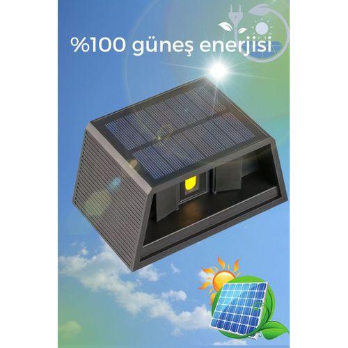 Güneş Enerjili LED Lamba Dinamik Işıklandırma Su Geçirmez Hareket Sensörlü Siyah Plastik