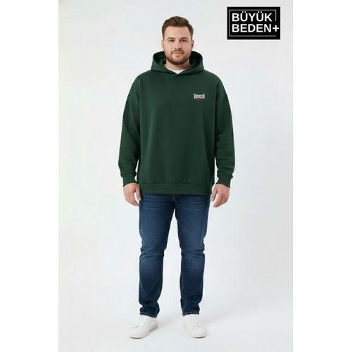 Erkek Büyük Beden Brooklyn 1970 Baskılı Kapüşonlu Sweatshirt SPR26BSW964