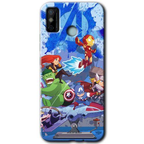 Tecno Spark 6 Go HD Baskılı Kılıf + 9D Tam Ekran Koruyucu - Avengers Cartoon