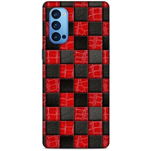 Oppo Reno 4 Pro Kılıf Patchwork (47) Crystal Flex Kılıf Siyah Kırmızı