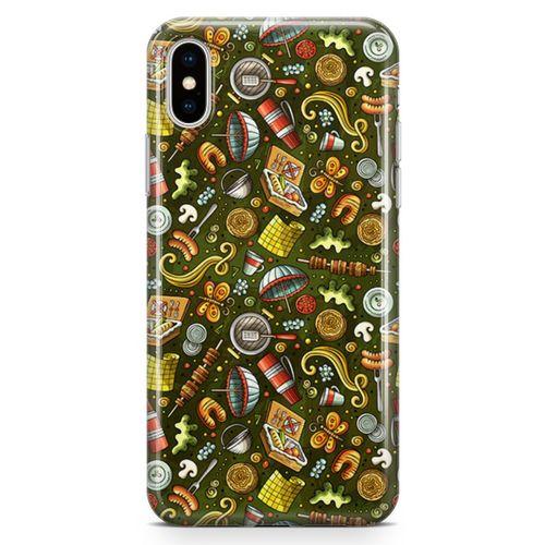 Apple iPhone X Kılıf Barbekü Doodle Arka Kapak Koruma Desenli Full Koruyucu