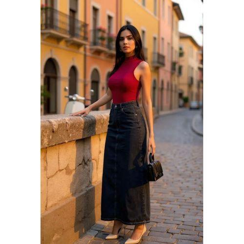 Kadın Bordo Modern Fit Kolsuz Balıkçı Yaka Basic Bluz