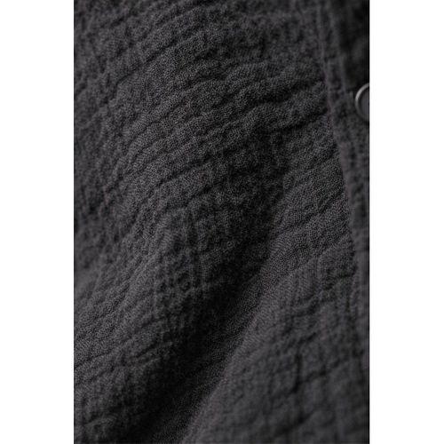 Nefes Alabilir Yarım Oversize Müslin Kumaş Uzun Kol Yakalı Erkek Gömlek - Siyah