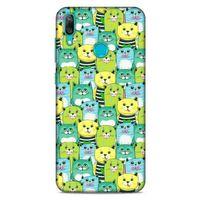 Lopard Huawei Y7 2019 Uyumlu Kılıf Kediler (37) Silicone Cover Mavi Sarı