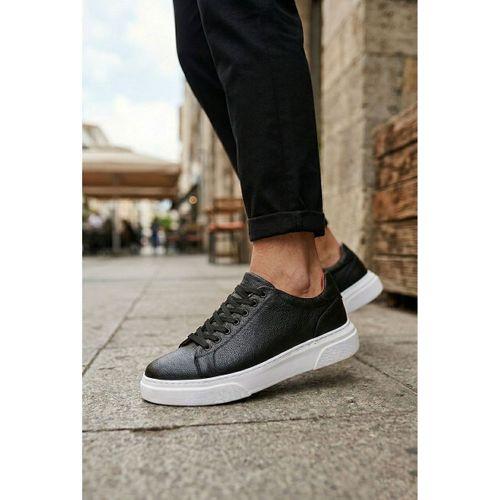BLF-010 Erkek Sneaker Günlük Casual Spor Ayakkabı Siyah Beyaz Taban