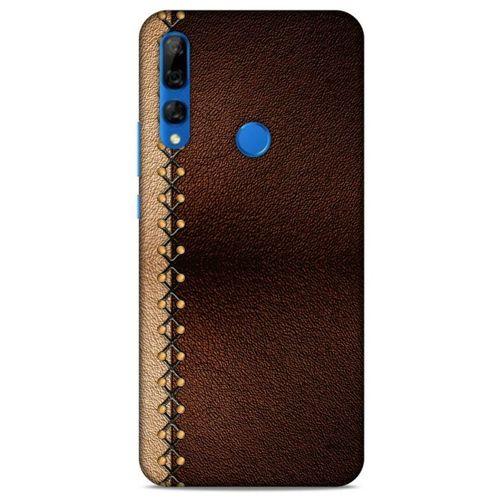 Huawei Y9 Prime 2019 Kılıf Patchwork (21) Koruyucu Kapak Kahve Gold