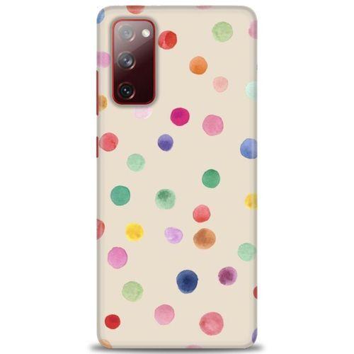Samsung Galaxy S20 FE Kılıf HD Baskılı Kılıf - Renkli Puantiye + Tam Ekran Koruyucu
