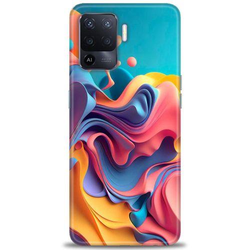 Oppo Reno 5 Lite Kılıf HD Baskılı Kılıf - Renkli Su + Tam Ekran Koruyucu