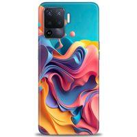Oppo Reno 5 Lite Kılıf HD Baskılı Kılıf - Renkli Su + Tam Ekran Koruyucu