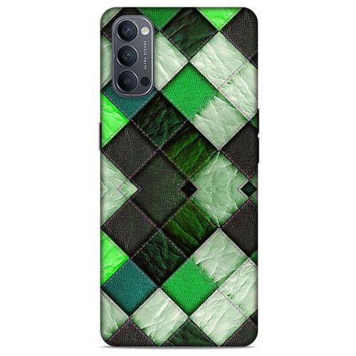 Oppo Reno 4 Kılıf Patchwork (17) Tasarım Kılıf Fıstık Yeşili