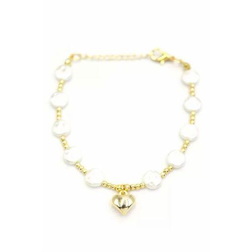 Kalp İnci Bileklik - Altın