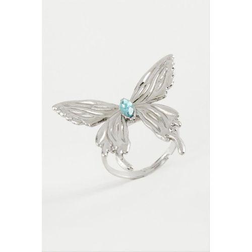 Kelebek Kristal Taşlı Metal Yüzük