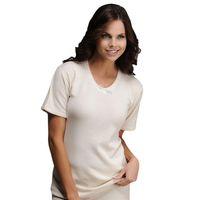 Hasyün Kadın Merinos Yünü Kısa Kol İnterlok Yaka-Kol İşlemeli Fanila