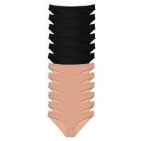 12 Adet Süper Eko Set Likralı Kadın Slip Külot Siyah Ten