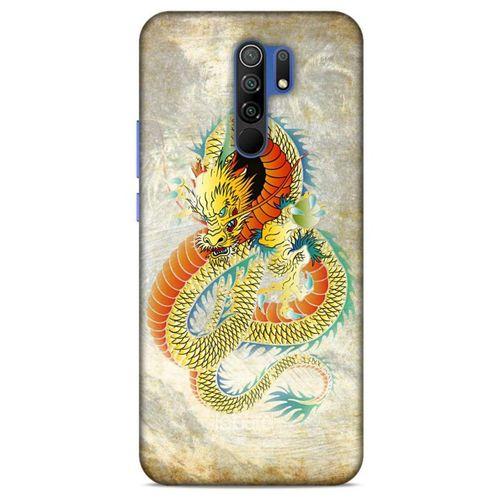 Xiaomi Redmi 9 Kılıf Dragons (21) Koruyucu Kapak Ejderha Dövme Sarı
