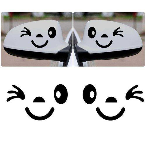 Göz Kırpan Sevimli Surat Dikiz Ayna Süs Sticker - Araba Etiket, Çıkartma - Aksesuar -modifiye