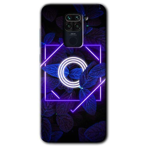 MRCİLETİSİM Xiaomi Redmi Note 9 Kılıf Kapak - Dark Neon Yaprak O Harfi +Hayalet Ekran Yandan Gözükmez