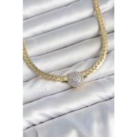 Ezme Zincir Model Zirkon Taşlı VIP Seri Gold Renk Kadın Kolye
