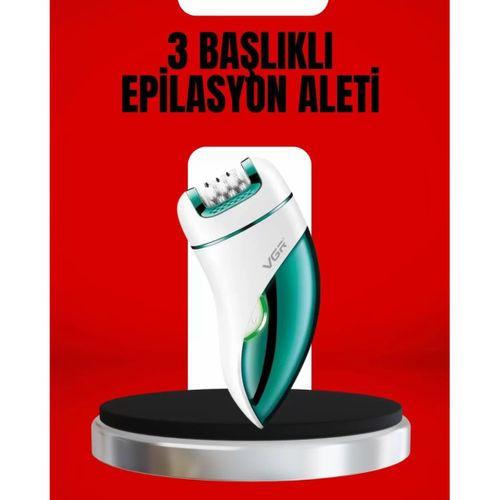 3'ü 1 Arada Epilatör Su Geçirmez Metal Başlıklı Led Işıklı 90 Dakika Şarjlı