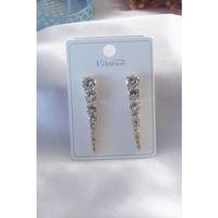 Gold Renk Zirkon Taşlı Kadın Küpe