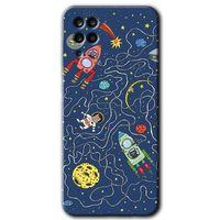 Galaxy M12 Kılıf HD Desen Baskılı Arka Kapak - Kedi Galaksi