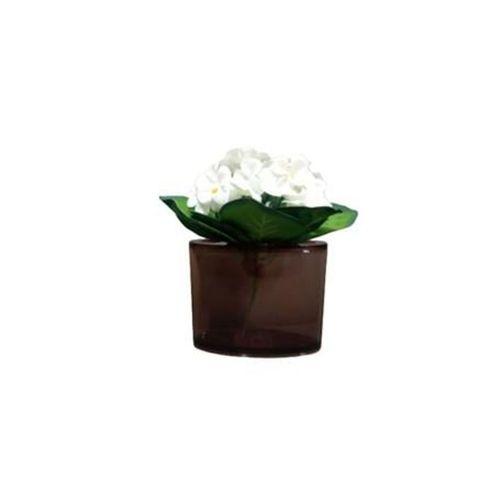 2 Adet Vazo Dahil,Vazoda Çiçek,Beyaz Yapay Çiçek,Vazo Dekoratif  Oval Kahverengi 13X5X15Cm