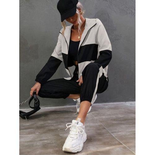 Kadın Uzun Kollu Kapşonlu önden Fermuarlı Viskon Iki Iplik Bluz Ve Pantolon Ikili Takım