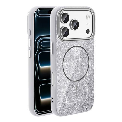 Apple iPhone 17 Pro Kılıf M-safe Şarj Özellikli Parlayan Simli Zore Okso Kapak