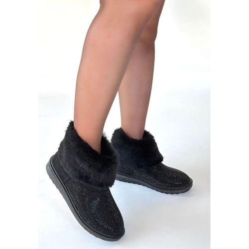 Linka Siyah Süet Siyah Boncuk İşlemeli Bot