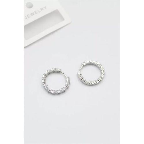 Baget Taşlı Küpe - Beyaz