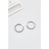 Baget Taşlı Küpe - Beyaz