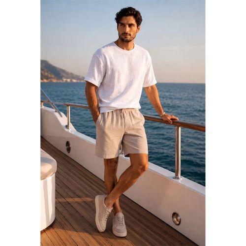Mann Relax Fit %100 Pamuk Meridian Kumaş Basic Erkek Şort - Çakıl Taşı