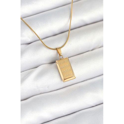 316L Çelik Gold Renk Külçe Altın Model Kolye