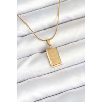 316L Çelik Gold Renk Külçe Altın Model Kolye