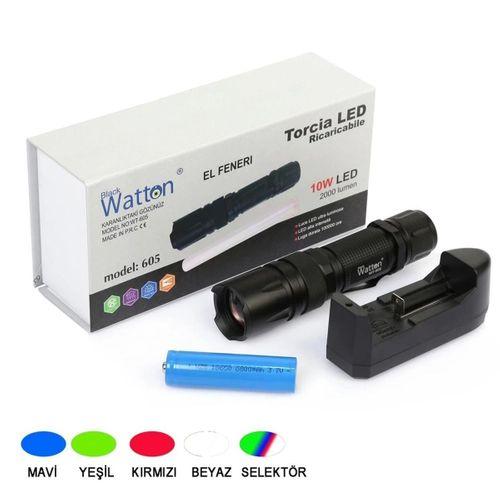 10w 2000 Lümen 4 Renk Güçlü El Feneri Wt-605