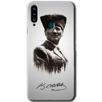 MRCİLETİSİM MRCİLETİSİM Samsung Galaxy A20s Kılıf HD Desen Baskılı Arka Kapak + Temperli Cam - Mustafa Kemal Atatürk