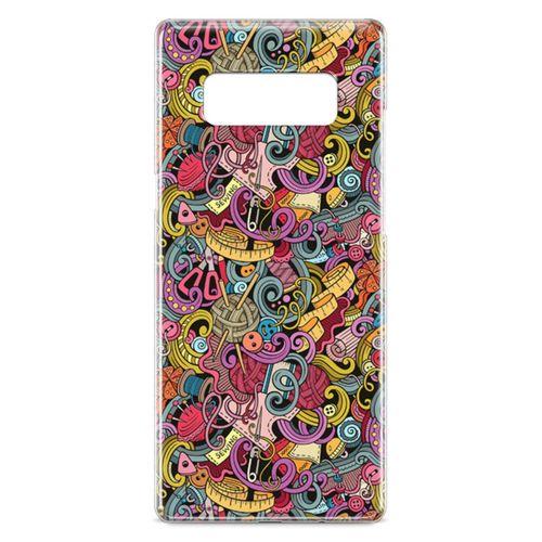Samsung Galaxy Note 8 Kılıf Doodle Dikiş Makinesi Arka Kapak Koruma Desenli Full Koruyucu