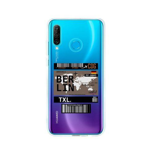 Huawei P30 Lite Berlin Bilet Tasarımlı Premium Şeffaf Silikon Kılıf