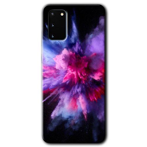 Potkal Hediye Fabrikası Samsung Galaxy S20 Kılıf HD Desen Baskılı Arka Kapak - Color Splash Purple