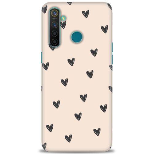 Realme 5 Pro Kılıf HD Baskılı Kılıf - Minik Kalpler + Tam Ekran Koruyucu