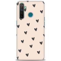 Realme 5 Pro Kılıf HD Baskılı Kılıf - Minik Kalpler + Tam Ekran Koruyucu