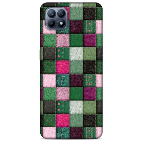 Huawei P40 Lite Kılıf Patchwork (34) Slim Armor Kılıf Yeşil Fuşya