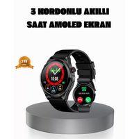 Amoled Ekranlı Smartwatch – 3 Kordonlu, Kalp Atış & Uyku Takipli Akıllı Saat