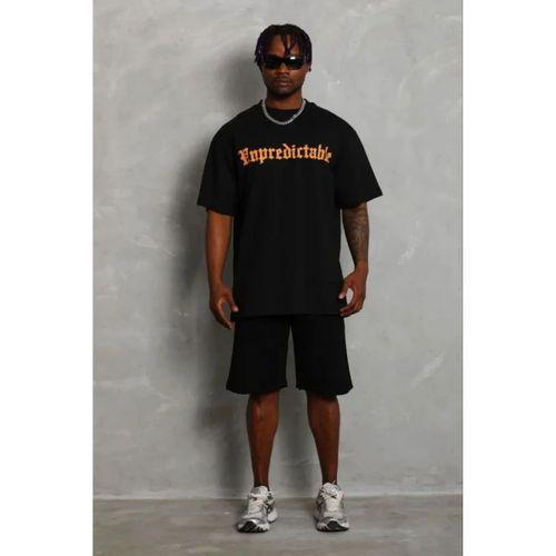 Erkek Baskılı T-Shirt Kısa Kol Bisiklet Yaka Regular Fit Rahat Kalıp Günlük Tişört - Siyah