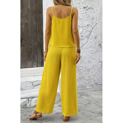 Kadın Ip Askılı Yuvarlak Yakalı Aerobin Kısa Bluz Ve Pantolon Ikili Takım