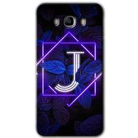 MRCİLETİSİM MRCİLETİSİM Samsung Galaxy J7 2016 Kılıf HD Desen Baskılı Arka Kapak + Temperli Cam - Dark Neon Yaprak J Harfi