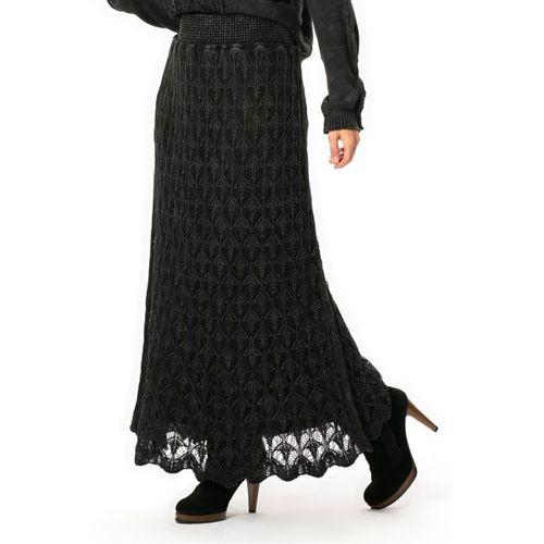 Beli Lastikli Elvan Sonbahar ve Kışlık Uzun Örgü Triko Etek Füme Fm