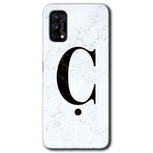 Realme 7 Pro Kılıf HD Desen Baskılı Arka Kapak - Beyaz Mermer Desenli Ç Harfi