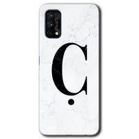 Realme 7 Pro Kılıf HD Desen Baskılı Arka Kapak - Beyaz Mermer Desenli Ç Harfi