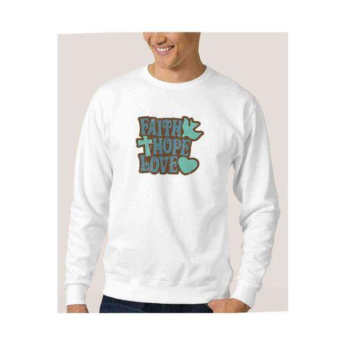 Love Hope Faith Baskılı Beyaz Erkek Sweatshirt